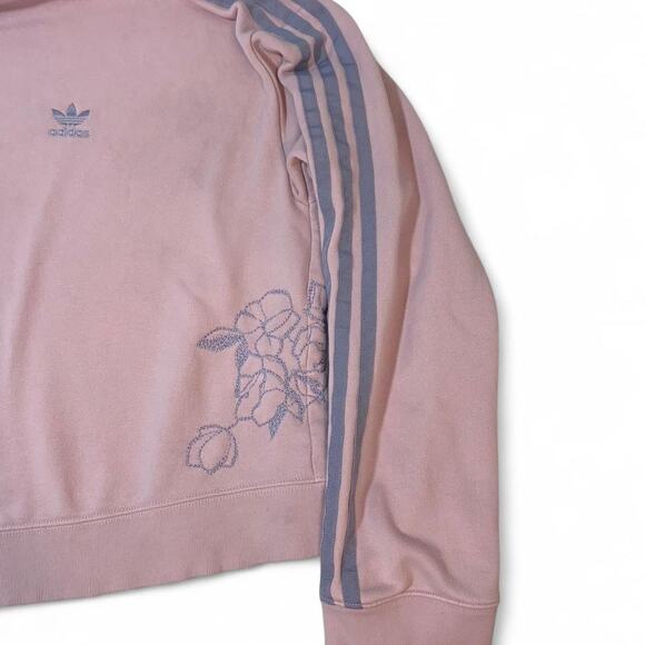 Adidas Purple Hoodie with unique embroidered flower design size Large - Picture 2 of 7